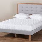 Baxton Studio Livinia Modern Transitional Light Grey Fabric Upholstered and Ash Walnut Brown Finished Wood King Size Platform Bed