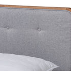 Baxton Studio Sofia Mid-Century Modern Light Grey Fabric Upholstered and Ash Walnut Finished Wood King Size Platform Bed