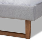 Baxton Studio Sofia Mid-Century Modern Light Grey Fabric Upholstered and Ash Walnut Finished Wood Queen Size Platform Bed