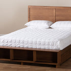 Baxton Studio Tamsin Modern Transitional Ash Walnut Brown Finished Wood Full Size 4-Drawer Platform Storage Bed with Built-In Shelves
