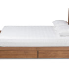 Baxton Studio Tamsin Modern Transitional Ash Walnut Brown Finished Wood Full Size 4-Drawer Platform Storage Bed with Built-In Shelves