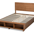 Baxton Studio Tamsin Modern Transitional Ash Walnut Brown Finished Wood Full Size 4-Drawer Platform Storage Bed with Built-In Shelves