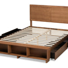 Baxton Studio Tamsin Modern Transitional Ash Walnut Brown Finished Wood Full Size 4-Drawer Platform Storage Bed with Built-In Shelves