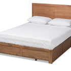 Baxton Studio Aras Modern and Contemporary Transitional Ash Walnut Brown Finished Wood Queen Size 3-Drawer Platform Storage Bed