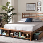 Baxton Studio Milana Modern Transitional Ash Walnut Brown Finished Wood 4-Drawer Queen Size Platform Storage Bed