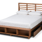 Baxton Studio Milana Modern Transitional Ash Walnut Brown Finished Wood 4-Drawer Queen Size Platform Storage Bed