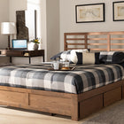 Baxton Studio Piera Modern and Contemporary Transitional Ash Walnut Brown Finished Wood Queen Size 3-Drawer Platform Storage Bed