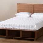 Baxton Studio Alba Modern Transitional Ash Walnut Brown Finished Wood Full Size 4-Drawer Platform Storage Bed with Built-In Shelves