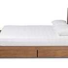Baxton Studio Alba Modern Transitional Ash Walnut Brown Finished Wood Queen Size 4-Drawer Platform Storage Bed with Built-In Shelves