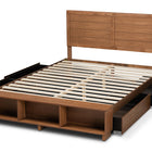 Baxton Studio Alba Modern Transitional Ash Walnut Brown Finished Wood Queen Size 4-Drawer Platform Storage Bed with Built-In Shelves