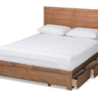 Baxton Studio Lisa Modern and Contemporary Transitional Ash Walnut Brown Finished Wood Queen Size 3-Drawer Platform Storage Bed