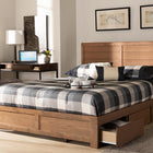 Baxton Studio Lisa Modern and Contemporary Transitional Ash Walnut Brown Finished Wood Queen Size 3-Drawer Platform Storage Bed