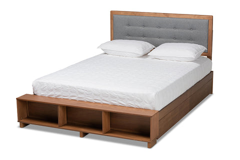 Baxton Studio Cosma Modern Transitional Ash Walnut Brown Finished Wood 4-Drawer Queen Size Platform Storage Bed