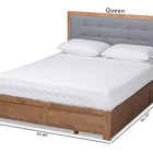 Baxton Studio Lene Modern and Contemporary Transitional Dark Grey Fabric Upholstered and Ash Walnut Brown Finished Wood Queen Size 3-Drawer Platform Storage Bed