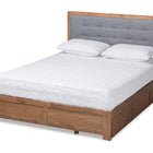 Baxton Studio Lene Modern and Contemporary Transitional Dark Grey Fabric Upholstered and Ash Walnut Brown Finished Wood Queen Size 3-Drawer Platform Storage Bed