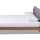 Baxton Studio Brita Mid-Century Modern Grey Fabric Upholstered Walnut Finished Wood King Size Bed