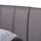 Baxton Studio Brita Mid-Century Modern Grey Fabric Upholstered Walnut Finished Wood King Size Bed