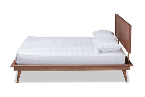Baxton Studio Karine Mid-Century Modern Walnut Brown Finished Wood King Size Platform Bed