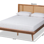 Baxton Studio Nura Mid-Century Modern Walnut Brown Finished Wood and Synthetic Rattan Queen Size Platform Bed