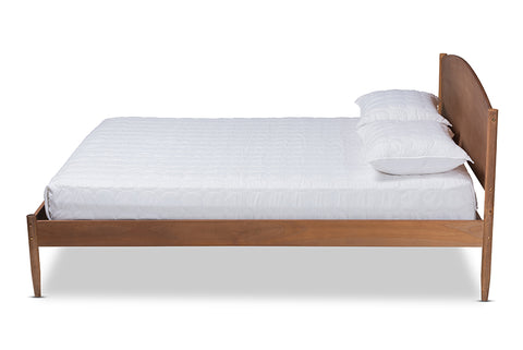 Baxton Studio Leanora Mid-Century Modern Ash Wanut Finished King Size Wood Platform Bed