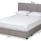 Baxton Studio Netti Light Grey Fabric Upholstered 2-Drawer King Size Platform Storage Bed