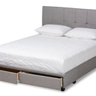 Baxton Studio Netti Light Grey Fabric Upholstered 2-Drawer King Size Platform Storage Bed