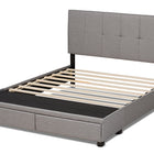 Baxton Studio Netti Light Grey Fabric Upholstered 2-Drawer Queen Size Platform Storage Bed