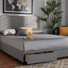 Baxton Studio Netti Light Grey Fabric Upholstered 2-Drawer King Size Platform Storage Bed