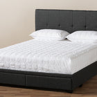 Baxton Studio Netti Dark Grey Fabric Upholstered 2-Drawer King Size Platform Storage Bed