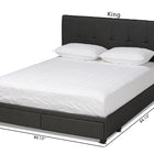 Baxton Studio Netti Dark Grey Fabric Upholstered 2-Drawer King Size Platform Storage Bed
