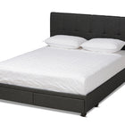 Baxton Studio Netti Dark Grey Fabric Upholstered 2-Drawer King Size Platform Storage Bed
