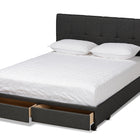 Baxton Studio Netti Dark Grey Fabric Upholstered 2-Drawer King Size Platform Storage Bed