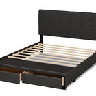 Baxton Studio Netti Dark Grey Fabric Upholstered 2-Drawer Queen Size Platform Storage Bed