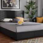 Baxton Studio Netti Dark Grey Fabric Upholstered 2-Drawer King Size Platform Storage Bed
