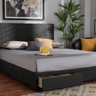 Baxton Studio Netti Dark Grey Fabric Upholstered 2-Drawer King Size Platform Storage Bed