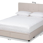 Baxton Studio Netti Beige Fabric Upholstered 2-Drawer King Size Platform Storage Bed