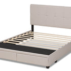 Baxton Studio Netti Beige Fabric Upholstered 2-Drawer Queen Size Platform Storage Bed