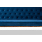 Baxton Studio Sorrento Mid-century Modern Navy Blue Velvet Fabric Upholstered Walnut Finished Wooden 3-seater Sofa