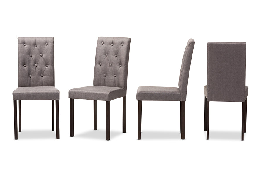 Baxton Studio Gardner Modern and Contemporary Dark Brown Finished Grey Fabric Upholstered Dining Chair - Set of 4