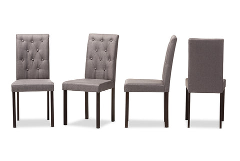 Baxton Studio Gardner Modern and Contemporary Dark Brown Finished Grey Fabric Upholstered Dining Chair - Set of 4