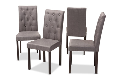 Baxton Studio Gardner Modern and Contemporary Dark Brown Finished Grey Fabric Upholstered Dining Chair - Set of 4