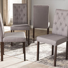 Baxton Studio Gardner Modern and Contemporary Dark Brown Finished Grey Fabric Upholstered Dining Chair - Set of 4