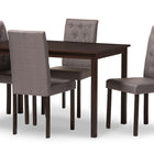 Baxton Studio Gardner Modern and Contemporary 5-Piece Dark Brown Finished Grey Fabric Upholstered Dining Set