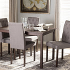 Baxton Studio Gardner Modern and Contemporary 5-Piece Dark Brown Finished Grey Fabric Upholstered Dining Set