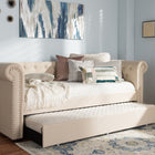 Baxton Studio Mabelle Modern and Contemporary Beige Fabric Trundle Daybed