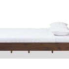 Baxton Studio Mitchell Rustic Industrial Walnut Wood Beige Fabric Dark Bronze Metal Queen Size Platform Bed