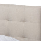 Baxton Studio Mitchell Rustic Industrial Walnut Wood Beige Fabric Dark Bronze Metal Queen Size Platform Bed