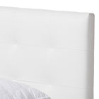 Baxton Studio Mitchell Rustic Industrial Walnut Wood White Faux Leather Dark Bronze Metal Queen Size Platform Bed