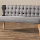 Baxton Studio Melody Mid-Century Modern Grey Fabric and Natural Wood Finishing 3-Seater Settee Bench