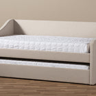 Baxton Studio Barnstorm Modern and Contemporary Beige Fabric Upholstered Daybed with Guest Trundle Bed